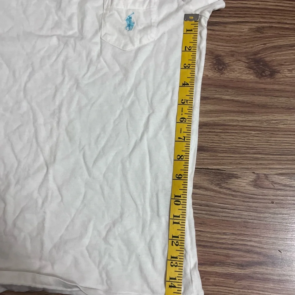 Ralph Lauren White Pocket Crewneck Tee with Light Blue Pony - Picture 5 of 6